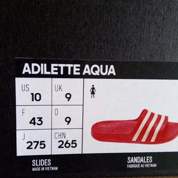 New Adidas Solar Red Adilette Aqua Slides Slip-On Sandals Women's US 10 - Picture 6 of 15